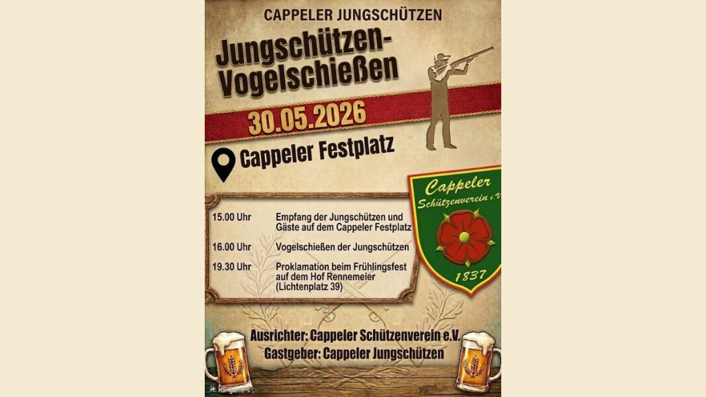 Einladung zum Jungschützen-Vogelschießen 2026 des Cappeler Schützenvereins